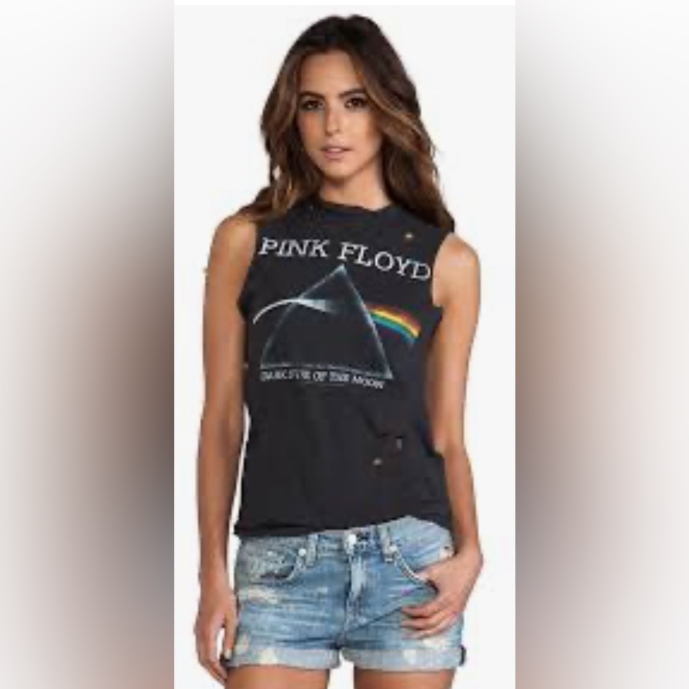 Pink Floyd w/ Black lace trim graphic Dark side of the moon tank:tee